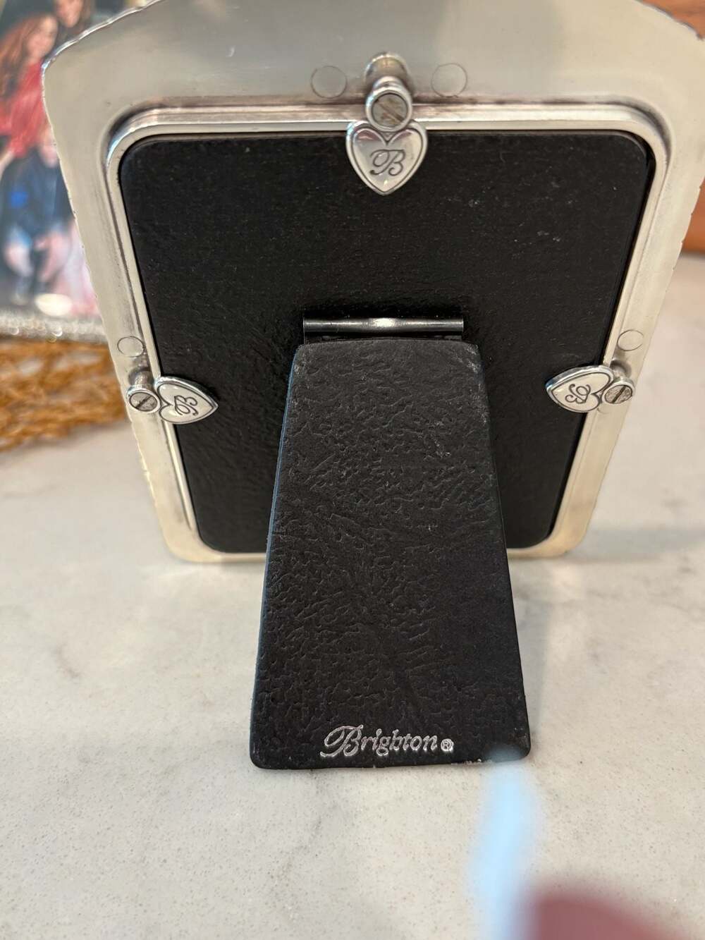 Brighton Silver Tone Hammered Metal Picture Frame with Rhinestone Accent - Picture 4 of 5